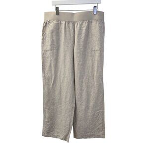 Allen Allen 100% Linen Wide Leg Pull On Pants Size XL